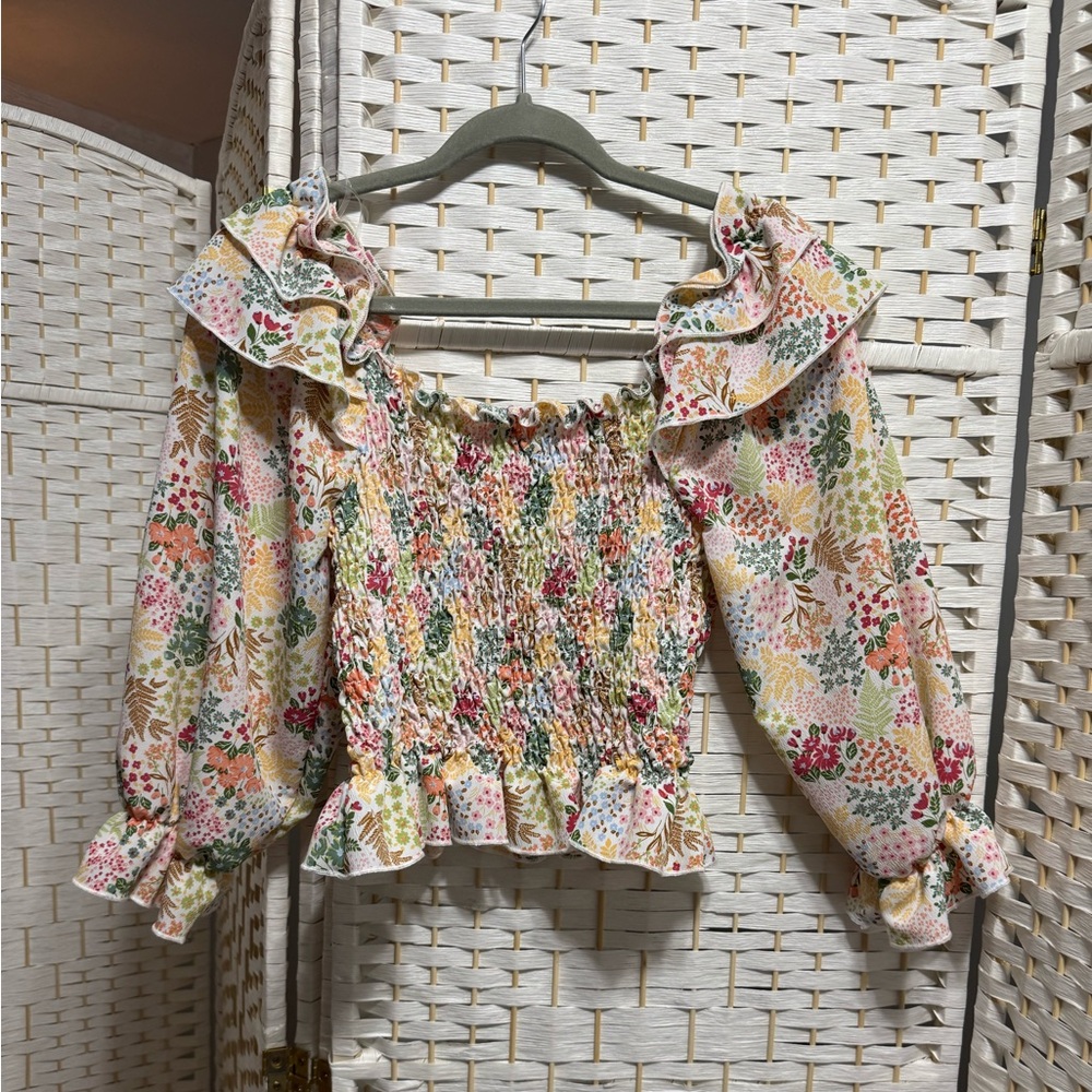 Floral Smocked Off-Shoulder Top